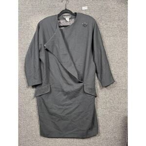Gillian Dress Womens Size 16 Gray Long Sleeve Made USA Asymmetrical Overlay